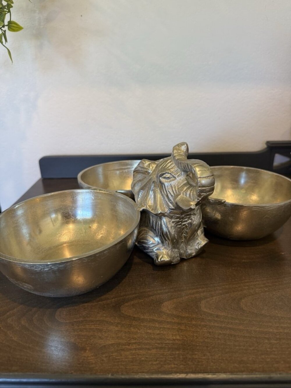 3 Bowl Server Elephant Metal Aluminum by Aspen Home